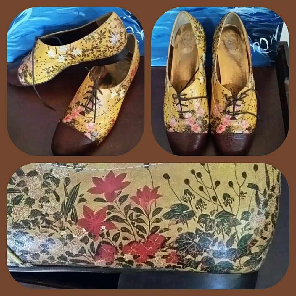 Icon Hand Painted Leather Oxfords Made Italy Sz 10